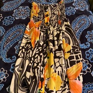 Cache 100% silk button down strapless floral dress